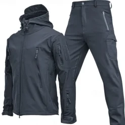 Men's Hiking Jacket Hiking Jacket with Pants Outdoor Camo Windproof Front Zipper Lightweight Jacket Clothing Suit Full Zip Camping / Hiking / Caving Dark Grey Black Yellow Army Green Blue