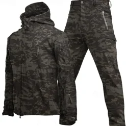 Men's Hiking Jacket Hiking Jacket with Pants Outdoor Camo Windproof Front Zipper Lightweight Jacket Clothing Suit Full Zip Camping / Hiking / Caving Dark Grey Black Yellow Army Green Blue