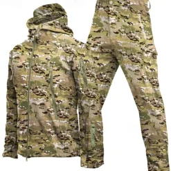 Men's Hiking Jacket Hiking Jacket with Pants Outdoor Camo Windproof Front Zipper Lightweight Jacket Clothing Suit Full Zip Camping / Hiking / Caving Dark Grey Black Yellow Army Green Blue