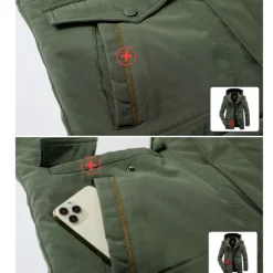 Men's Hiking Jacket Hiking Parka Fleece Winter Outdoor Windproof Fleece Lining Warm Breathable Outerwear Winter Jacket Parka Hunting Ski / Snowboard Climbing Black Army Green Khaki Dark Blue