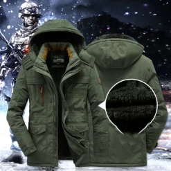 Men's Hiking Jacket Hiking Parka Fleece Winter Outdoor Windproof Fleece Lining Warm Breathable Outerwear Winter Jacket Parka Hunting Ski / Snowboard Climbing Black Army Green Khaki Dark Blue