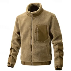 Men's Hiking Jacket Hiking Fleece Jacket Winter Outdoor Thermal Warm Fleece Lining Fleece Jackets Full Zip Climbing Camping / Hiking / Caving Traveling Dark Khaki Black Dark Blue Coffee