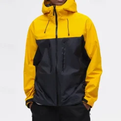 Men's Hiking Jacket Outdoor Color Block Waterproof Windproof Front Zipper Lightweight Jacket Full Zip Camping / Hiking / Caving Black Yellow Green Grey