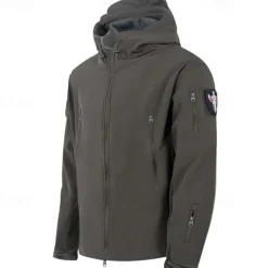 Men's Hiking Jacket Outdoor Camo Windproof Front Zipper Lightweight Jacket Full Zip Camping / Hiking / Caving Forest Green Black camouflage Black Army Green Camouflage