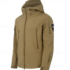 Men's Hiking Jacket Outdoor Camo Windproof Front Zipper Lightweight Jacket Full Zip Camping / Hiking / Caving Forest Green Black camouflage Black Army Green Camouflage