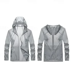 Men's Hiking Jacket Outdoor Sun Protection Breathable Multi-Pockets Front Zipper Lightweight Jacket Full Zip Beach White Blue Dark Blue Grey