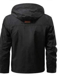Men's Hiking Jacket Tactical Jacket Windcheater Jacket Sports Outdoor Camping & Hiking Waterproof Windbreaker Detachable Design Spring & Fall Solid Color Active Hooded Regular Black Green Khaki