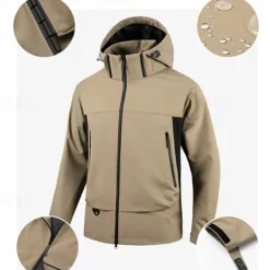 Men's Hiking Jacket Winter Outdoor Waterproof Windproof Front Zipper Lightweight Jacket Full Zip Camping / Hiking / Caving Black White Orange Green