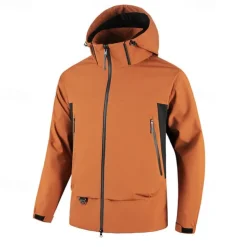 Men's Hiking Jacket Winter Outdoor Waterproof Windproof Front Zipper Lightweight Jacket Full Zip Camping / Hiking / Caving Black White Orange Green