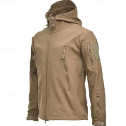 Men's Hiking Jacket Winter Outdoor Waterproof Windproof Front Zipper Lightweight Jacket Full Zip Camping / Hiking / Caving Dark Grey Black Army Green Khaki