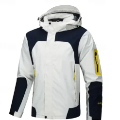 Men's Hiking Jacket Winter Outdoor Color Block Windproof Front Zipper Lightweight Jacket Full Zip Camping / Hiking / Caving Black Blue Beige Grey