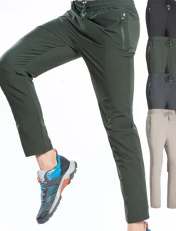 Men's Hiking Pants Trousers Summer Outdoor Comfort Multi-Pockets Quick Dry Lightweight Spandex Elastane Elastic Waistband Drawstring Zipper Pocket Pants / Trousers Bottoms Army Green Grey Khaki Black
