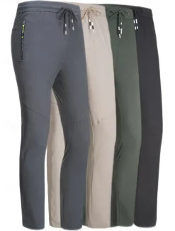 Men's Hiking Pants Trousers Summer Outdoor Comfort Multi-Pockets Quick Dry Lightweight Spandex Elastane Elastic Waistband Drawstring Zipper Pocket Pants / Trousers Bottoms Army Green Grey Khaki Black