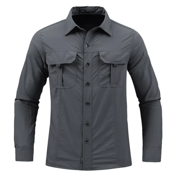 Men's Hiking Shirt Fishing Shirt Outdoor Long Sleeve UPF50+ UV Protection Breathable Quick Dry Sweat wicking Top Summer Spring Outdoor Fishing Daily Wear Black Army Green Khaki