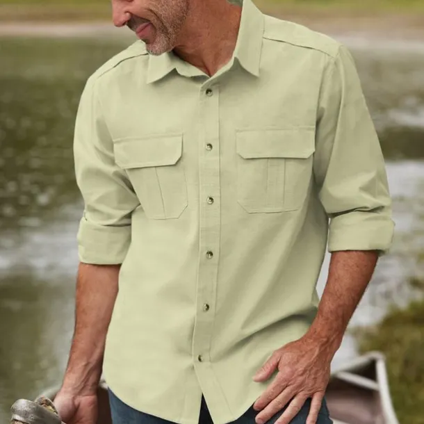 Men's Hiking Shirt Fishing Shirt Outdoor Long Sleeve UPF50+ UV Protection Breathable Quick Dry Sweat wicking Top Summer Spring Outdoor Fishing Daily Wear Black Army Green Khaki