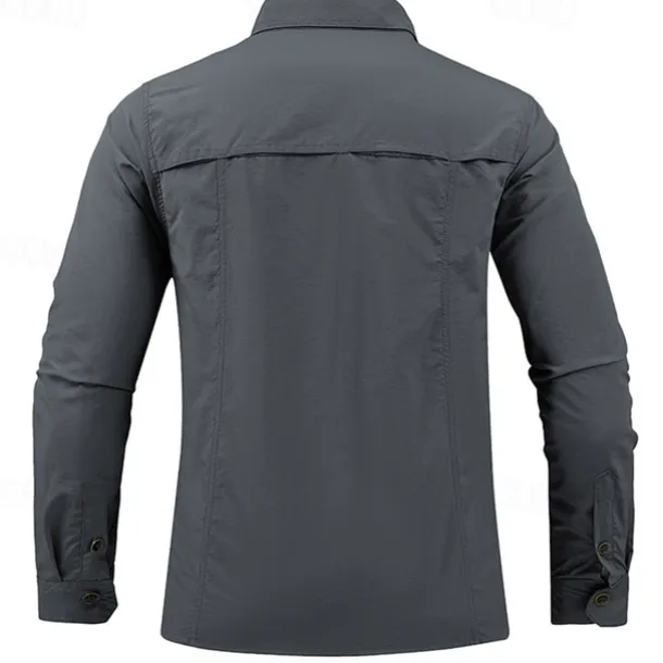 Men's Hiking Shirt Fishing Shirt Outdoor Long Sleeve UPF50+ UV Protection Breathable Quick Dry Sweat wicking Top Summer Spring Outdoor Fishing Daily Wear Black Army Green Khaki