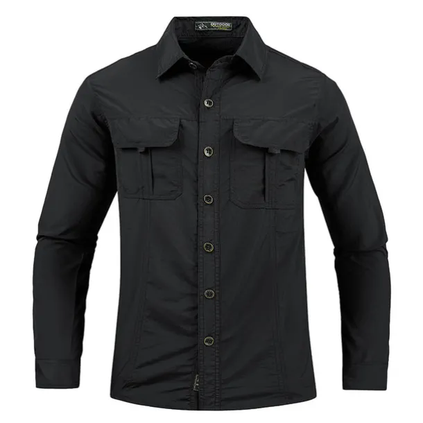 Men's Hiking Shirt Fishing Shirt Outdoor Long Sleeve UPF50+ UV Protection Breathable Quick Dry Sweat wicking Top Summer Spring Outdoor Fishing Daily Wear Black Army Green Khaki
