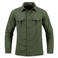 Men's Hiking Shirt Fishing Shirt Outdoor Long Sleeve UPF50+ UV Protection Breathable Quick Dry Sweat wicking Top Summer Spring Outdoor Fishing Daily Wear Black Army Green Khaki