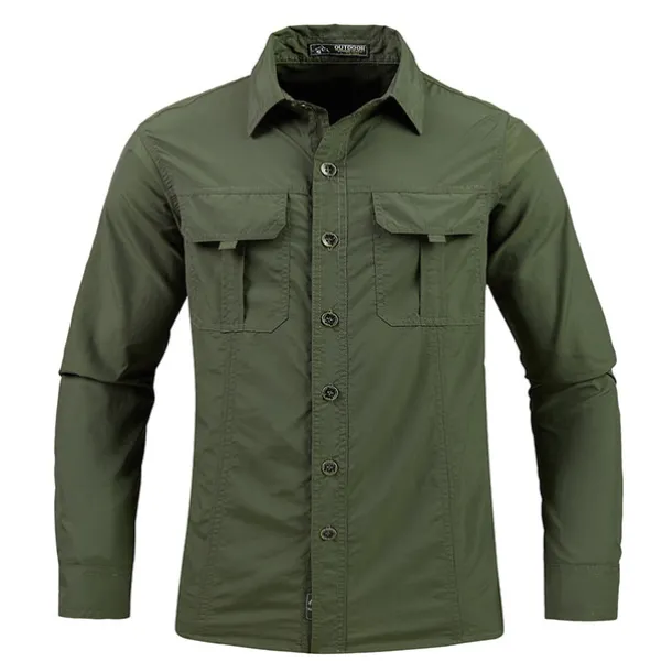 Men's Hiking Shirt Fishing Shirt Outdoor Long Sleeve UPF50+ UV Protection Breathable Quick Dry Sweat wicking Top Summer Spring Outdoor Fishing Daily Wear Black Army Green Khaki