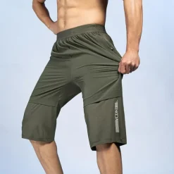 Men's Hiking Shorts Summer Outdoor Breathable Quick Dry Zipper Pocket Lightweight Capri Pants Bottoms Drawstring Elastic Waist Army green seven Khaki Seven Fishing Climbing Beach M L XL 2XL 3XL