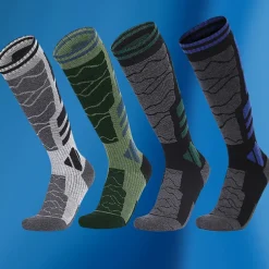 Men's Hiking Socks Ski Socks Sports Socks Sports Socks Windproof Warm Breathable Quick Dry Winter Outdoor Grass Green Cai Lan Dark Green for Hunting Ski / Snowboard Fishing