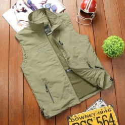 Men's Hiking Vest Hiking Fleece Vest Sleeveless Vest Outdoor Breathable Comfortable Pocket Nylon Black Army Green Navy Blue Hunting Fishing Climbing