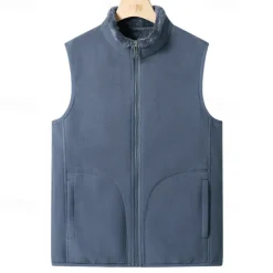 Men's Hiking Vest Hiking Fleece Vest Sleeveless Top Outdoor Thermal Warm Fleece Lining Comfortable Winter Pocket Polyester Dark Grey Black Dark Blue Hunting Fishing Climbing