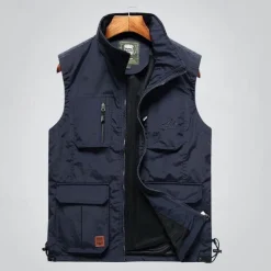 Men's Hiking Vest Hiking Fleece Vest Sleeveless Vest Outdoor Comfortable Breathable Pocket Nylon Black Army Green Navy Blue Hunting Fishing Climbing