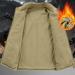 Men's Hiking Vest Hiking Fleece Vest Sleeveless Vest Outdoor Thermal Warm Fleece Lining Comfortable Winter Multiple Pockets Polyester Black Army Green Khaki Hunting Fishing Climbing