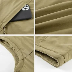 Men's Hiking Vest Hiking Fleece Vest Sleeveless Vest Outdoor Thermal Warm Fleece Lining Comfortable Winter Multiple Pockets Polyester Black Army Green Khaki Hunting Fishing Climbing