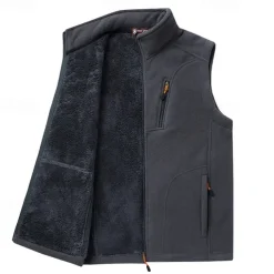 Men's Hiking Vest Hiking Fleece Vest Sleeveless Top Outdoor Thermal Warm Fleece Lining Winter Zipper Pocket Polyester Black Army Green Royal Blue Camping / Hiking / Caving Traveling