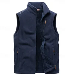 Men's Hiking Vest Hiking Fleece Vest Sleeveless Top Outdoor Thermal Warm Fleece Lining Winter Zipper Pocket Polyester Black Army Green Royal Blue Camping / Hiking / Caving Traveling