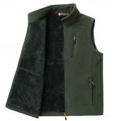 Men's Hiking Vest Hiking Fleece Vest Sleeveless Top Outdoor Thermal Warm Fleece Lining Winter Zipper Pocket Polyester Black Army Green Royal Blue Camping / Hiking / Caving Traveling