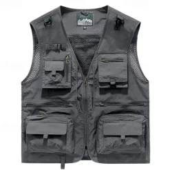 Men's Hiking Vest Hiking Fleece Vest Sleeveless Vest Outdoor Breathable Comfortable Pocket Polyester Black White Army Green Hunting Fishing Climbing