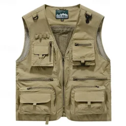 Men's Hiking Vest Hiking Fleece Vest Sleeveless Vest Outdoor Breathable Comfortable Pocket Polyester Black White Army Green Hunting Fishing Climbing