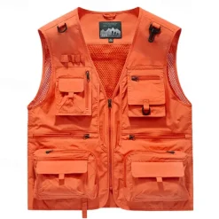 Men's Hiking Vest Hiking Fleece Vest Sleeveless Vest Outdoor Breathable Comfortable Pocket Polyester Black White Army Green Hunting Fishing Climbing