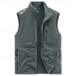 Men's Hiking Vest Hiking Fleece Vest Sleeveless Vest Outdoor Thermal Warm Fleece Lining Comfortable Winter Multiple Pockets Polyester Black Army Green Dark Blue Hunting Fishing Climbing
