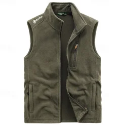 Men's Hiking Vest Hiking Fleece Vest Sleeveless Vest Outdoor Thermal Warm Fleece Lining Comfortable Winter Multiple Pockets Polyester Black Army Green Dark Blue Hunting Fishing Climbing
