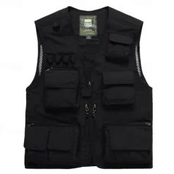 Men's Hiking Vest Hiking Fleece Vest Sleeveless Vest Outdoor Breathable Comfortable Pocket Polyester Dark Grey Black Yellow Hunting Fishing Climbing