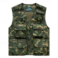 Men's Hiking Vest Hiking Fleece Vest Sleeveless Vest Outdoor Breathable Comfortable Pocket Polyester Dark Grey Black Yellow Hunting Fishing Climbing