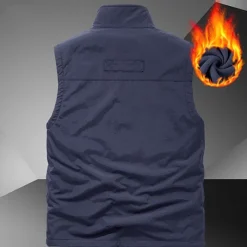 Men's Hiking Vest Hiking Fleece Vest Sleeveless Vest Outdoor Thermal Warm Fleece Lining Comfortable Winter Pocket Multiple Pockets Terylene Army Green Khaki Dark Blue Hunting Fishing Climbing