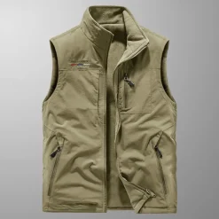 Men's Hiking Vest Hiking Fleece Vest Sleeveless Vest Outdoor Thermal Warm Fleece Lining Comfortable Winter Pocket Polyester Black Army Green Khaki Hunting Fishing Climbing