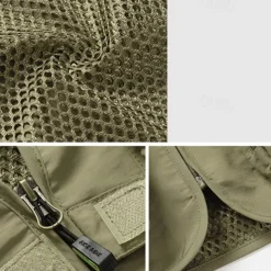 Men's Hiking Vest Hiking Fleece Vest Sleeveless Vest Outdoor Breathable Comfortable Multiple Pockets Polyester Black Army Green Red Hunting Fishing Climbing