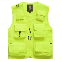 Men's Hiking Vest Hiking Fleece Vest Sleeveless Vest Outdoor Breathable Comfortable Multiple Pockets Polyester Black Army Green Red Hunting Fishing Climbing