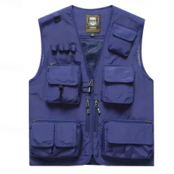 Men's Hiking Vest Hiking Fleece Vest Sleeveless Vest Outdoor Breathable Comfortable Multiple Pockets Polyester Black Army Green Red Hunting Fishing Climbing