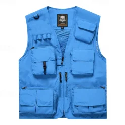 Men's Hiking Vest Hiking Fleece Vest Sleeveless Vest Outdoor Breathable Comfortable Multiple Pockets Polyester Black Army Green Red Hunting Fishing Climbing