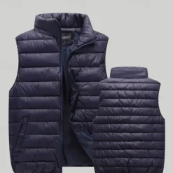 Men's Hiking Vest Padded Hiking Vest Quilted Puffer Vest Sleeveless Vest Outdoor Thermal Warm Breathable Comfortable Winter Pocket Polyester Red Navy Blue Orange Hunting Fishing Climbing