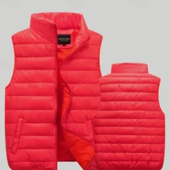 Men's Hiking Vest Padded Hiking Vest Quilted Puffer Vest Sleeveless Vest Outdoor Thermal Warm Breathable Comfortable Winter Pocket Polyester Red Navy Blue Orange Hunting Fishing Climbing