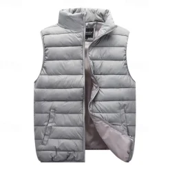 Men's Hiking Vest Padded Hiking Vest Quilted Puffer Vest Sleeveless Vest Outdoor Thermal Warm Breathable Comfortable Winter Pocket Polyester Red Navy Blue Orange Hunting Fishing Climbing