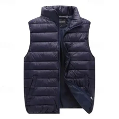 Men's Hiking Vest Padded Hiking Vest Quilted Puffer Vest Sleeveless Vest Outdoor Thermal Warm Breathable Comfortable Winter Pocket Polyester Red Navy Blue Orange Hunting Fishing Climbing